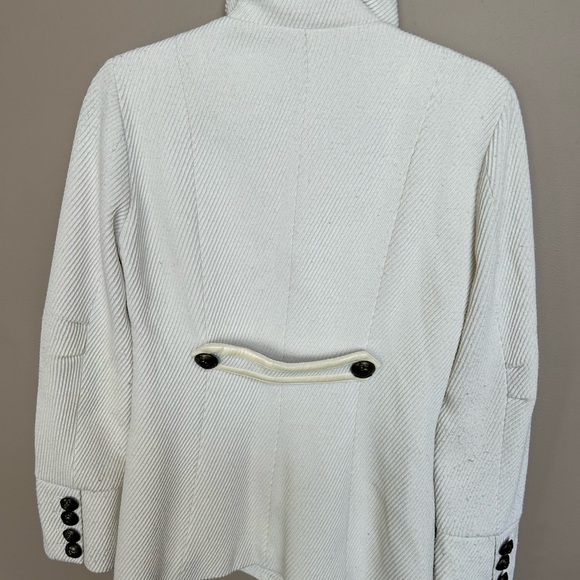Bebe 2B military look jacket size small cream with leather trim - Picture 2 of 6